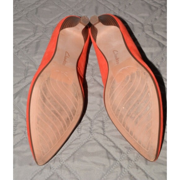 Clarks Collection Adriel Viola Red Suede Pumps Heels Size 6.5M Women 2" Heel - Picture 7 of 9